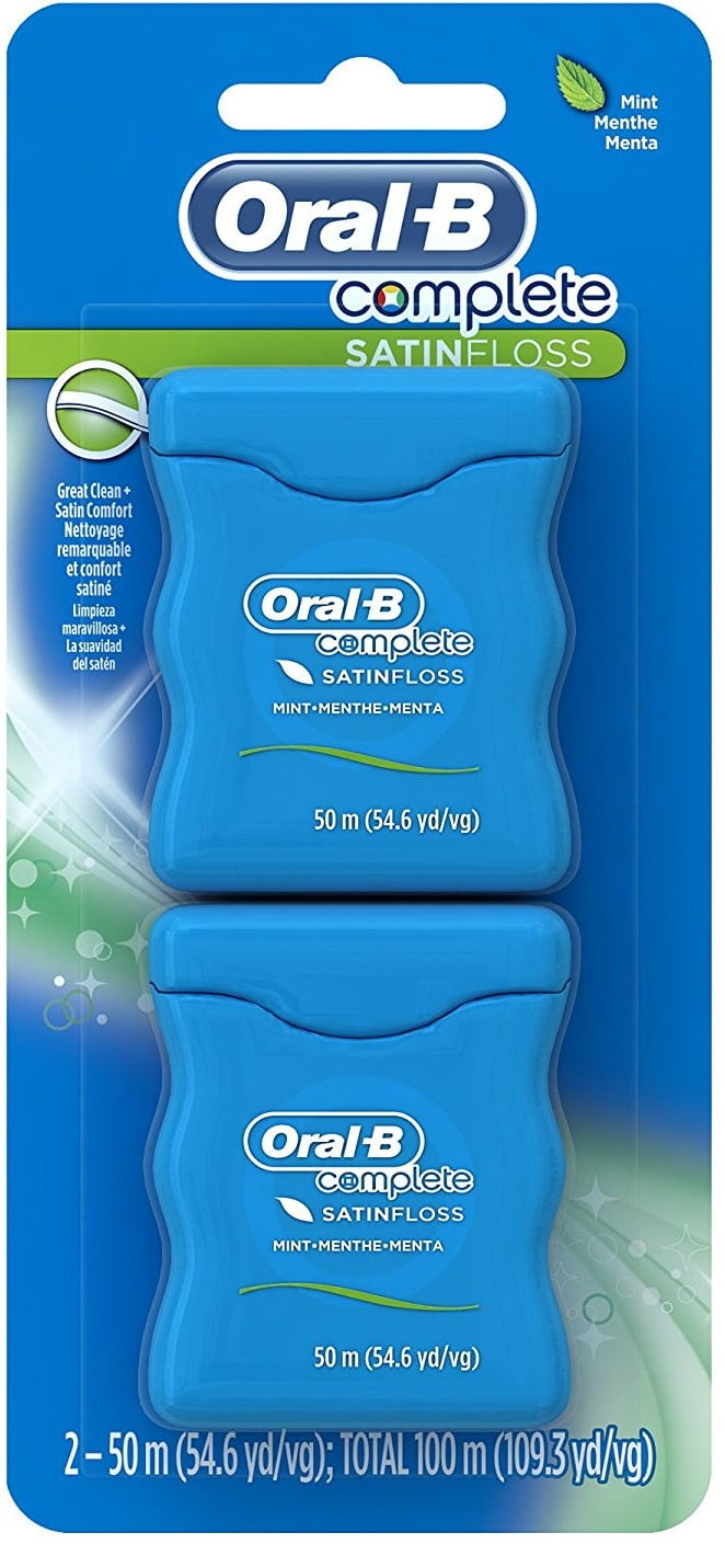Oral-B Satin Floss Dental Floss Mint 110 Yards, Twin Pack (Pack of 3)