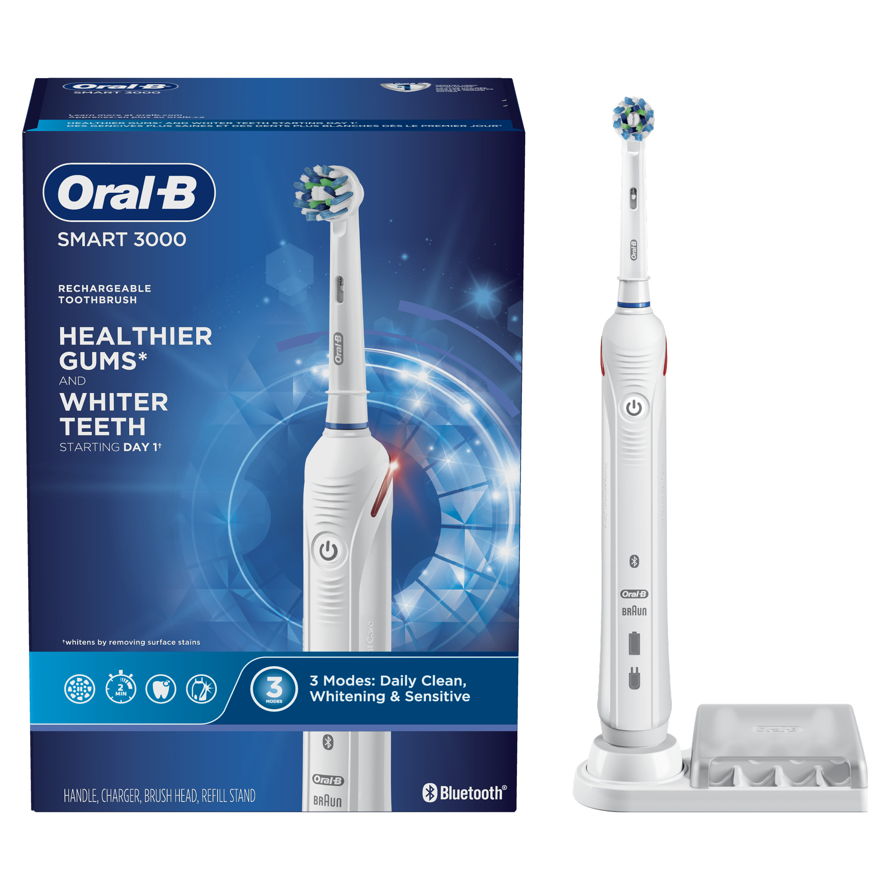 Oral-B Smart 3000 Rechargeable Electric Toothbrush, White, 1 Ct - image 1 of 6