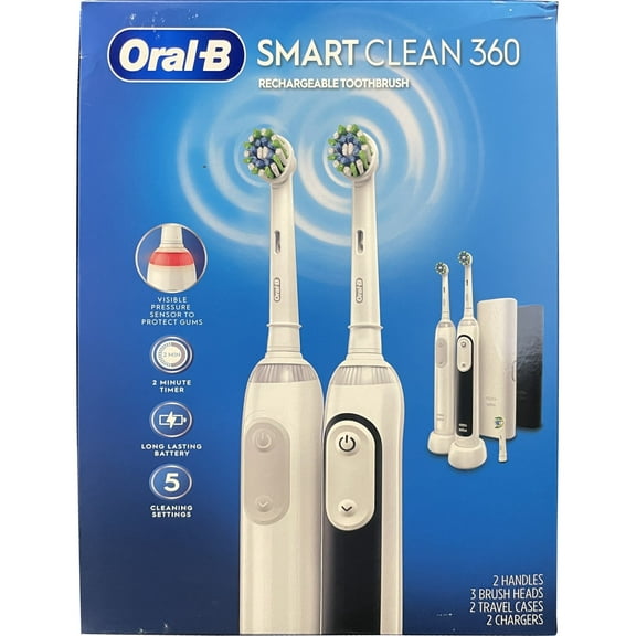 Oral-B Smart Clean 360 Rechargeable Toothbrushes, 2 Pack