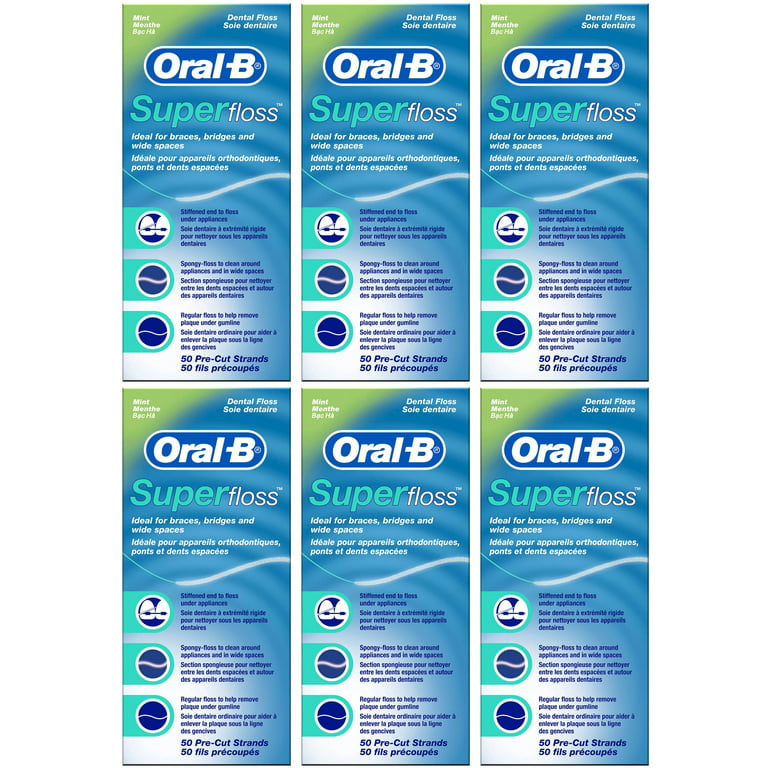 Oral-B Super Floss, 50 Pre-Cut Strands Each, 6 Pack