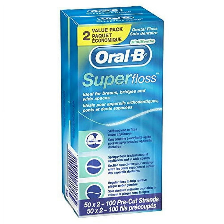 Oral B Super Floss Pre Cut Strands Mint 50 Count Pack of 2