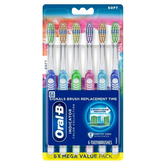 Oral-B Toothbrush Indicator Color Collection Soft 6 Count Packaging May Vary