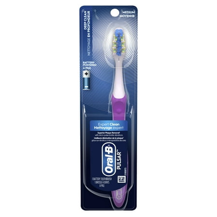 Oral-B Vibrating Pulsar Battery Toothbrush, Medium, 1 Count, Adults and Children 3+