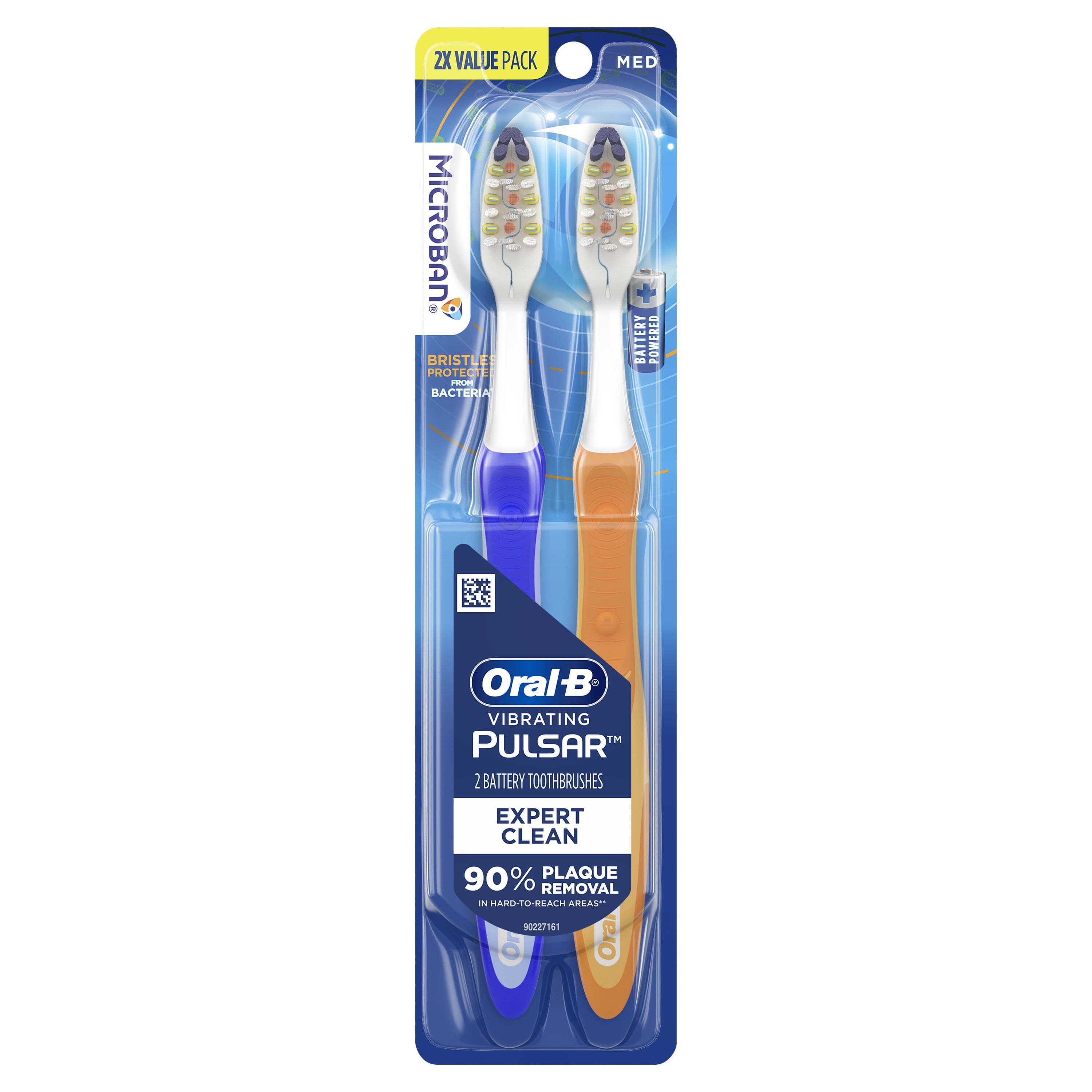 Oral-B Vibrating Pulsar Battery Toothbrush Pack, Medium, 2 Count, Adults and Children 3+