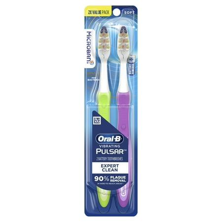 Oral-B Vibrating Pulsar Battery Toothbrush with Microban, Soft, 2 Count