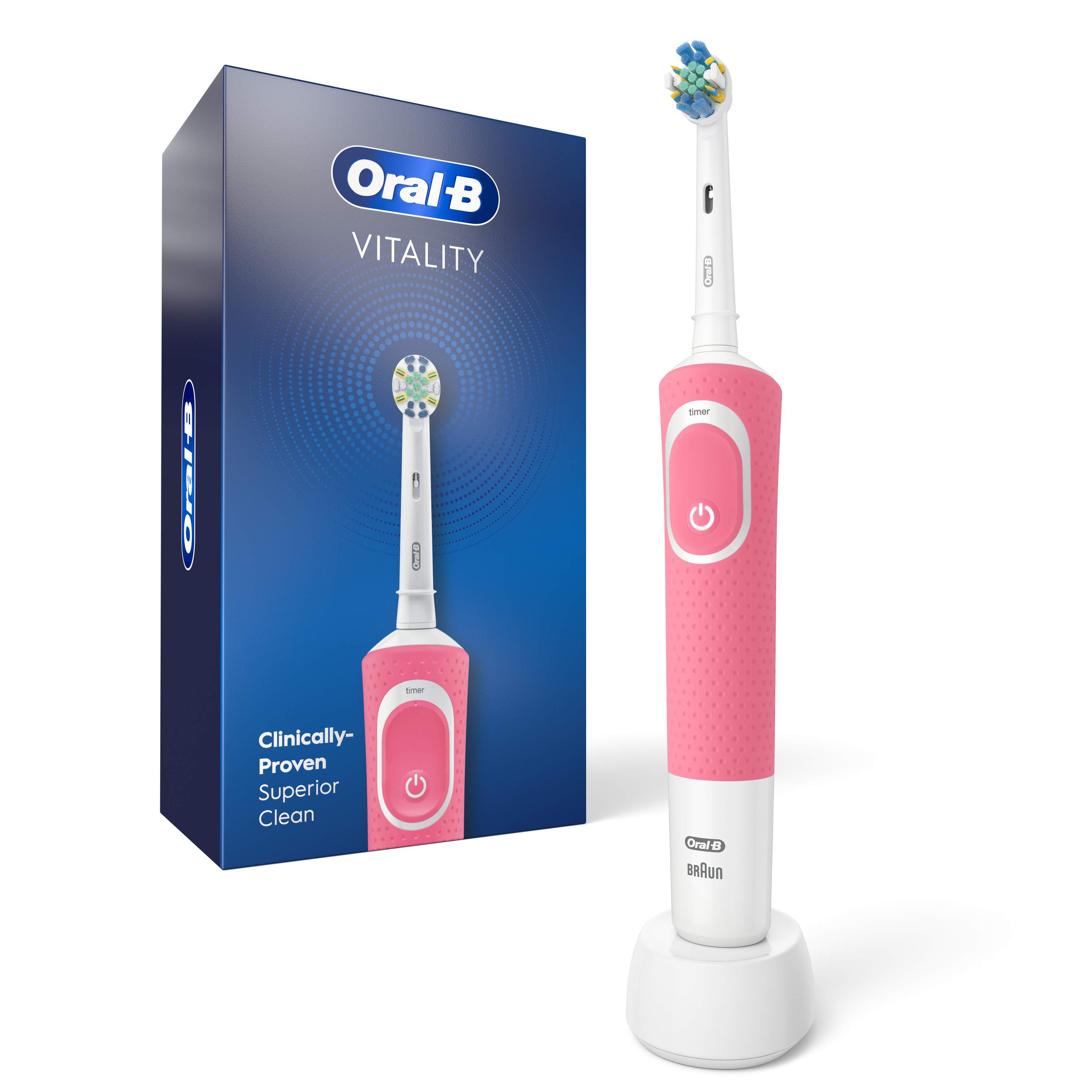 Oral-B Vitality Flossaction Rechargeable Electric Toothbrush, Pink, for Adults & Children 3+ - image 1 of 8