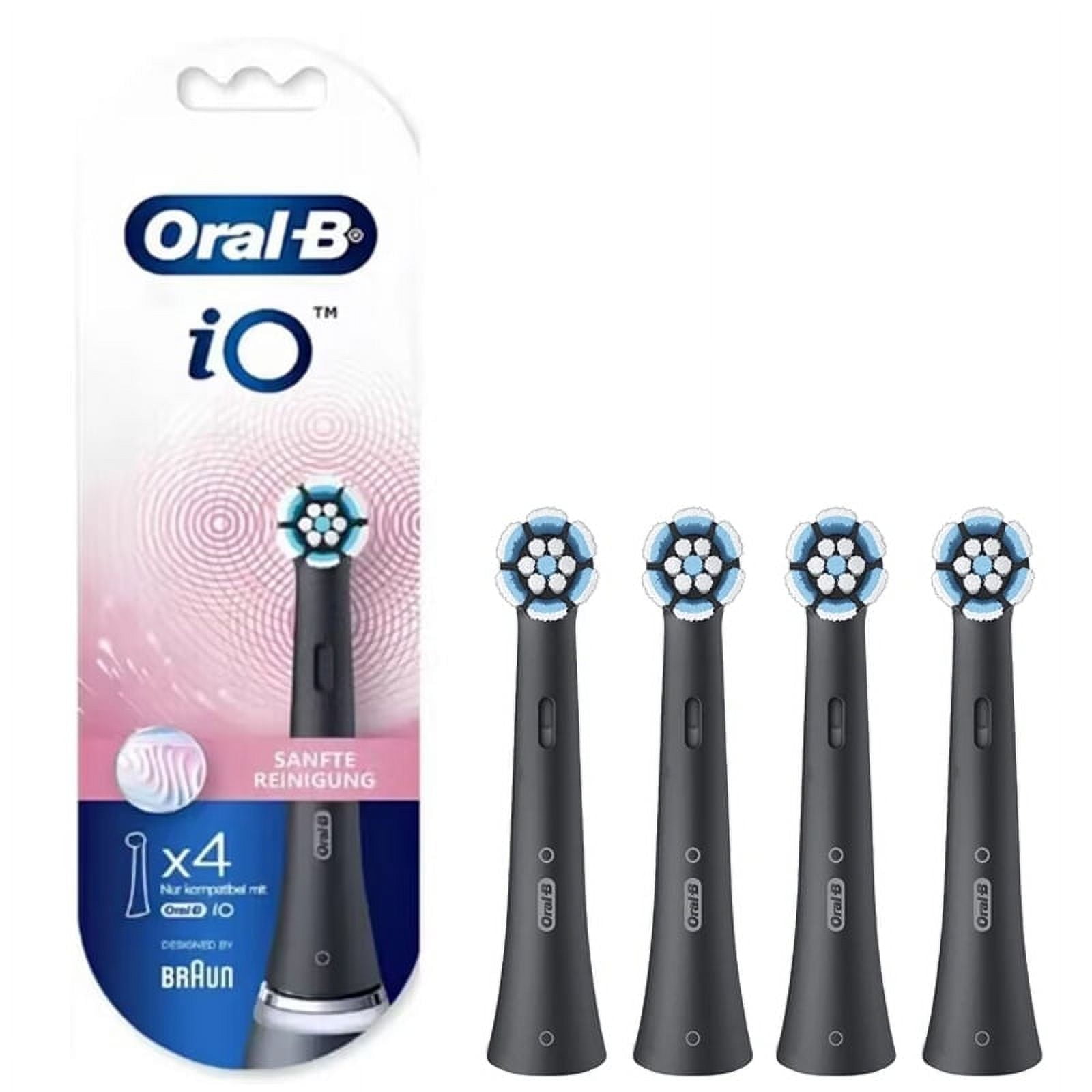 Oral-B iO Gentle Care Replacement Brush Heads, BLACK - 4 Heads
