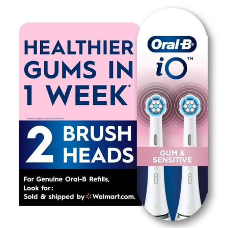 Oral-B iO Gentle Care Replacement Brush Heads, White, 2 Count, Adults and Children 3+