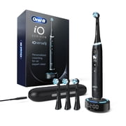 Oral-B Toothbrush, iO Series 10 Rechargeable Electric Toothbrush with 2 Ultimate Clean and 2 Gentle Care Replacement Brush Heads, Black, and Charger