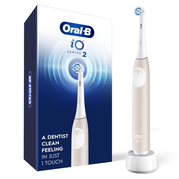 Oral-B iO Series 2 Rechargeable Electric Powered Toothbrush, Peach with 1 Gentle Care Brush Head - Automatic Pressure Sensor to Protect Gums - 3 Modes - 2 Min Timer