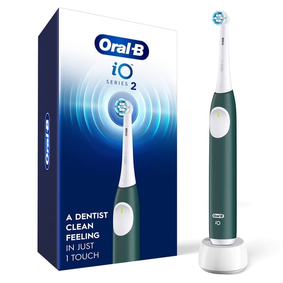 Oral-B Toothbrush, iO Series 2 Rechargeable Electric Toothbrush for Adults & Kids 3+, Forest Green, 1 Gentle Care Brush Head