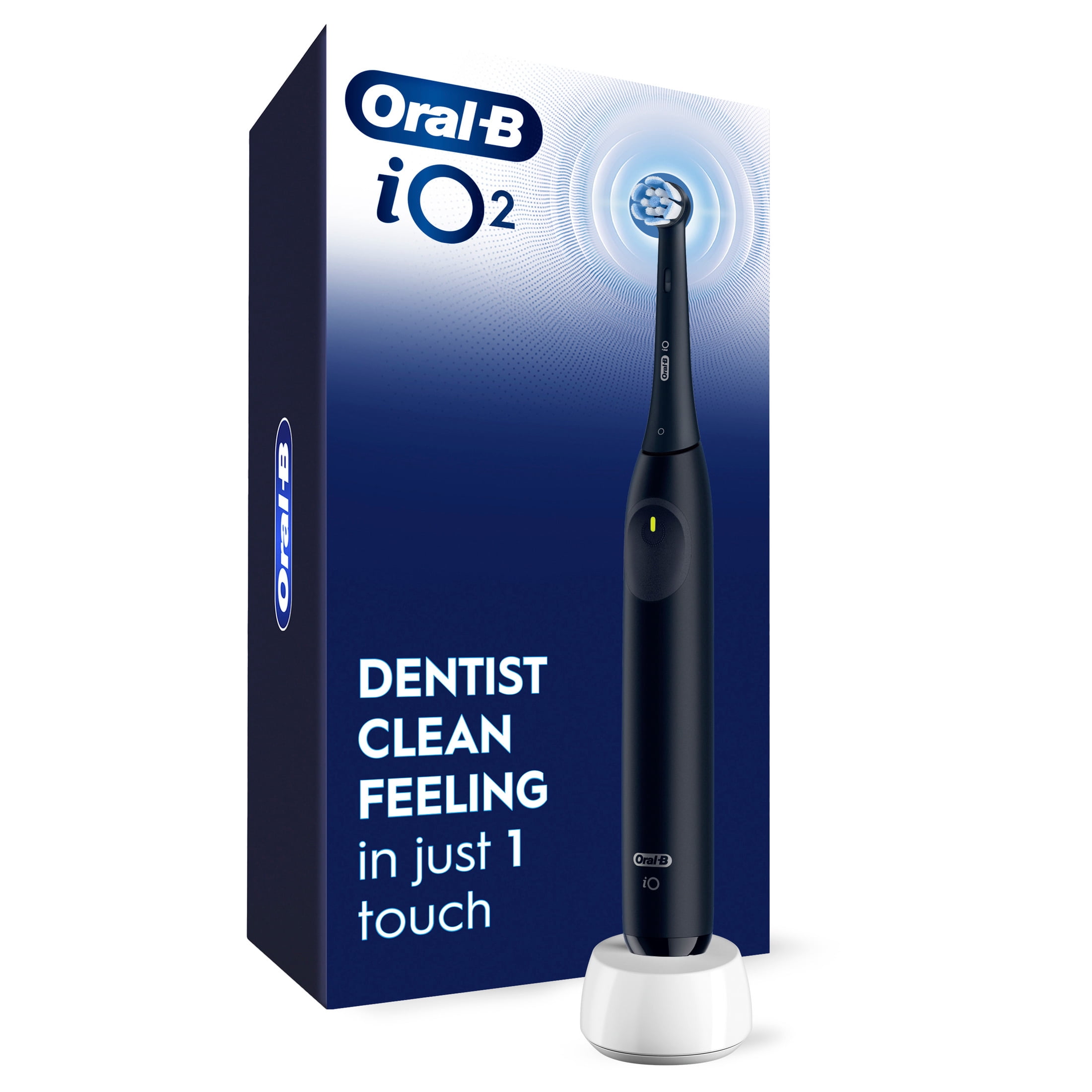Oral-B Toothbrush, iO Series 2 Rechargeable Electric Toothbrush for Adults & Kids 3+, Night Black, 1 Gentle Care Brush Head