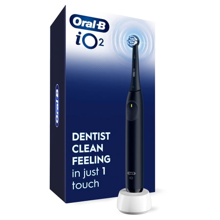 Oral-B Toothbrush, iO Series 2 Rechargeable Electric Toothbrush for Adults & Kids 3+, Night Black, 1 Gentle Care Brush Head
