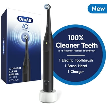 Oral-B iO Series 2 Rechargeable Electric Toothbrush, Night Black with 1 Gentle Care Brush Head  for Adults and Children 3+