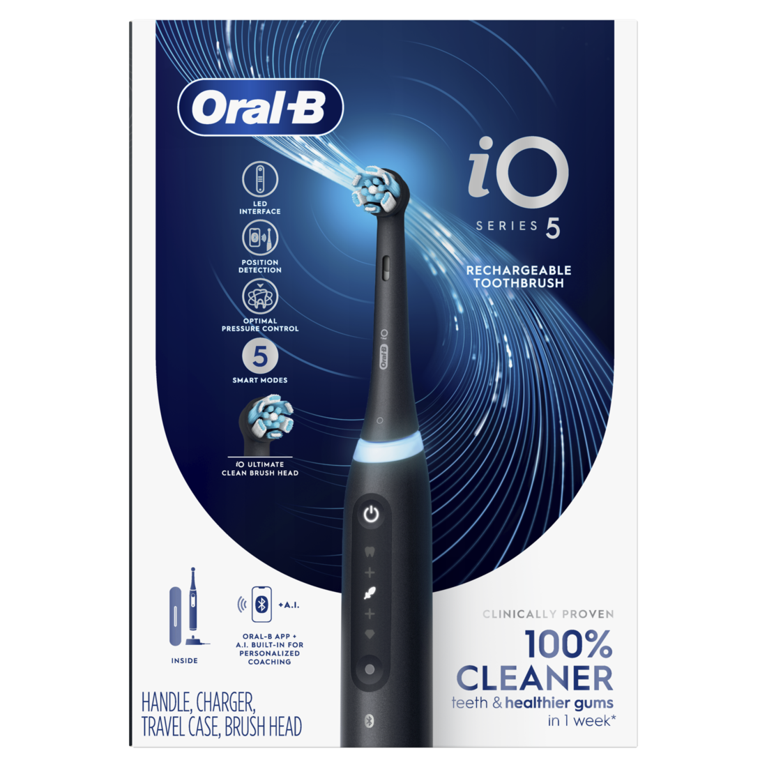 Oral-B iO Series 5 本体 Oral-B iO Series 5 Electric Toothbrush, AI Coaching, Compact