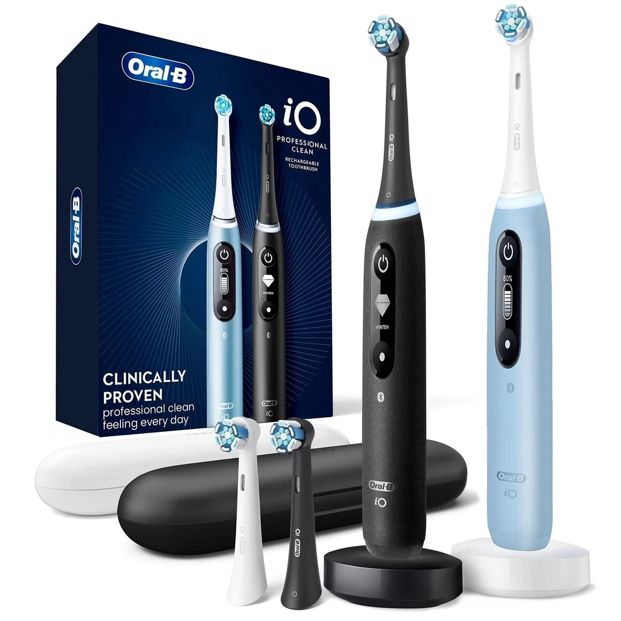 OralB iO Series 7 Electric Toothbrush, Black Onyx & Aquamarine (2 Pack