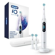Oral-B iO Series 8 Electric Toothbrush with 3 Brush Heads, White Alabaster