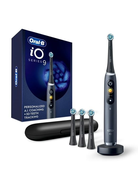 Oral-B iO Series 9 Electric Toothbrush with 4 Brush Heads, Black Onyx