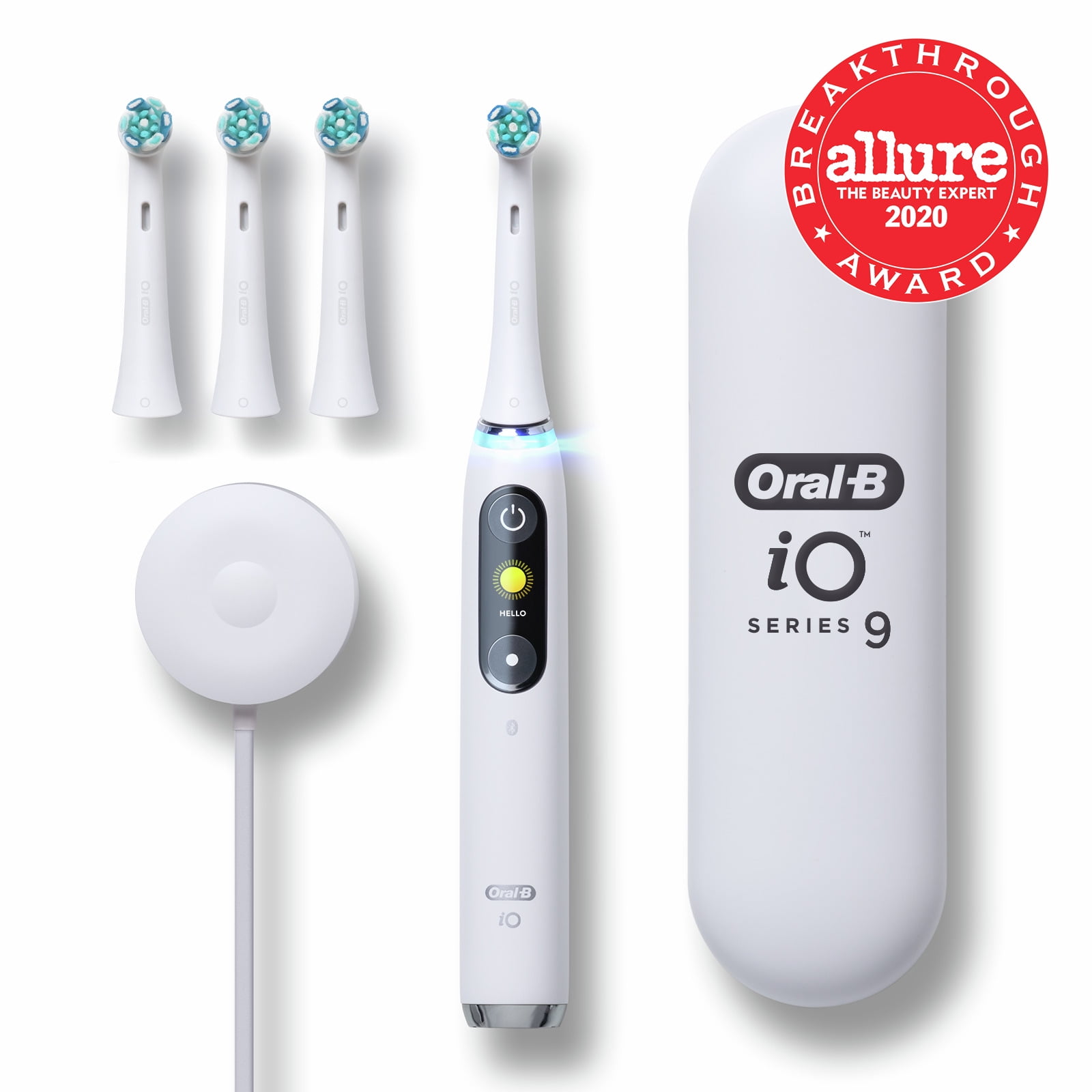 Oral-B iO Series 9 Electric Toothbrush with 4 Brush Heads, White Alabaster  