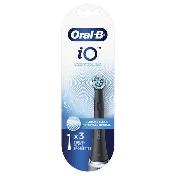 Oral-B iO Ultimate Clean Replacement Brush Heads, Black, 3 Count