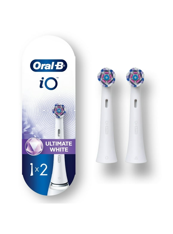 Oral-B iO Ultimate White Replacement Brush Heads, White, 2, for Plaque Removal