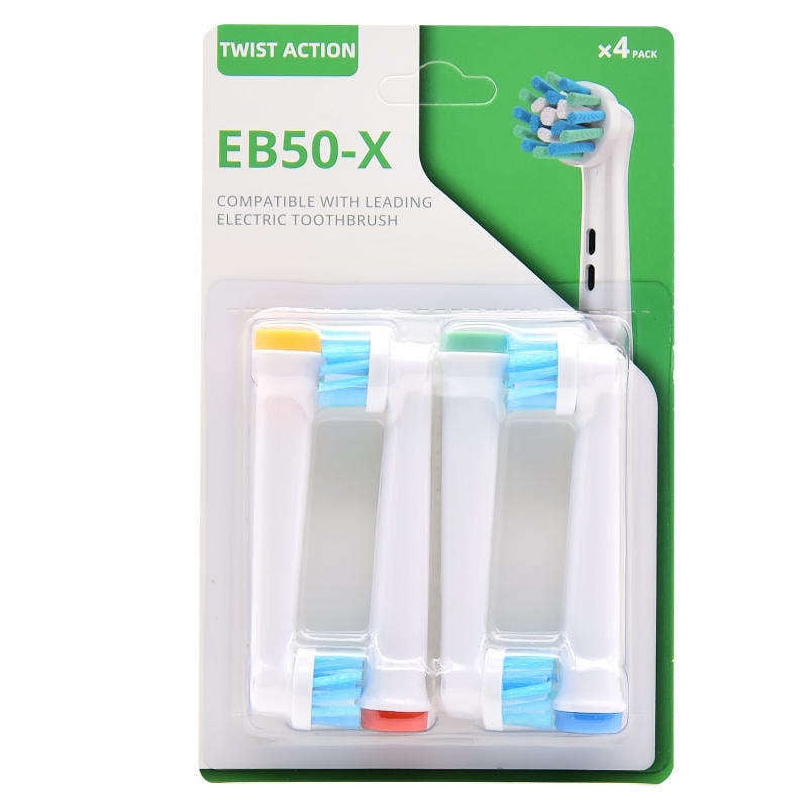 Oral Basics Replacement Brush Heads for Oral-B Braun Electric Toothbrush, Twist Action, EB50-X (4 Pack)