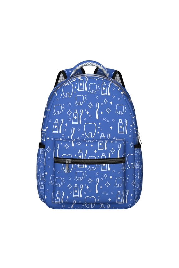 Oral Care Dentist Students Backpack Dental Tooth Pattern School Bag with Teeth Design, Lightweight and Durable for Students