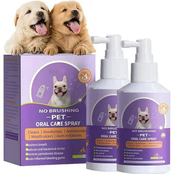Oral Care Spray for Dogs and Cats, Anti Inflammatory Breath Care Spray, Dog Gingivitis Treatment, Fight Bad Breath Caused by Plaque and Gum Redness 2 PCS