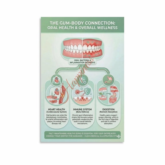 Oral Health And Overall Wellness Dental Health Educational Poster Canvas Painting Posters And Prints Wall Art for Living Room Bedroom Decor