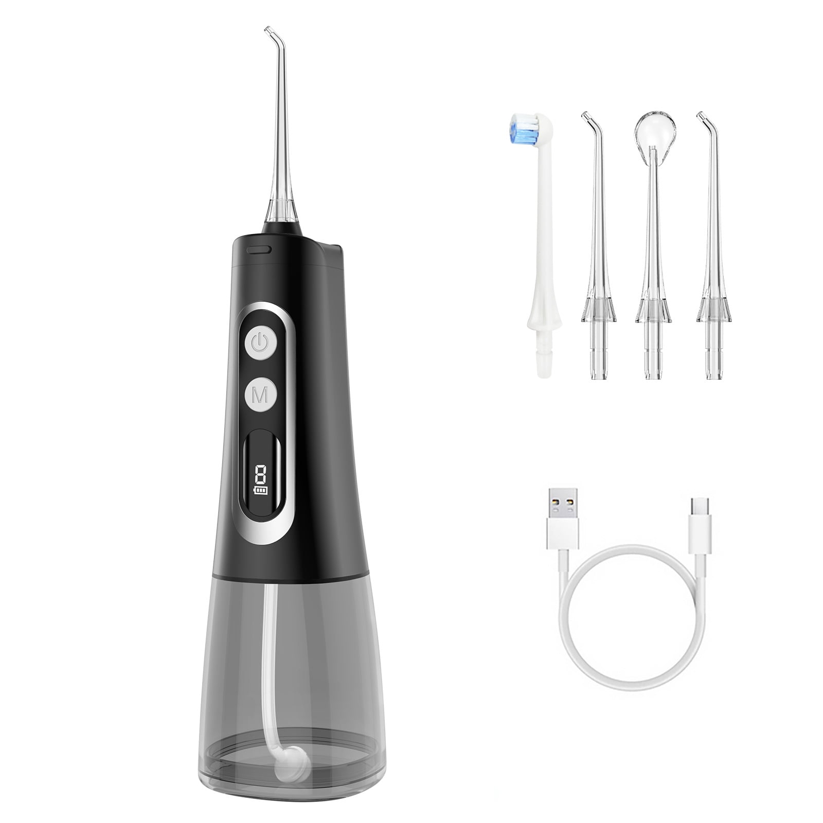 Oral Irrigator Cordless Rechargeable, 300ml Water Tank, 4 Modes (Soft/Normal/Pulse/Tongue Cleaner), IPX7 Waterproof Portable Water Flosser for Travel