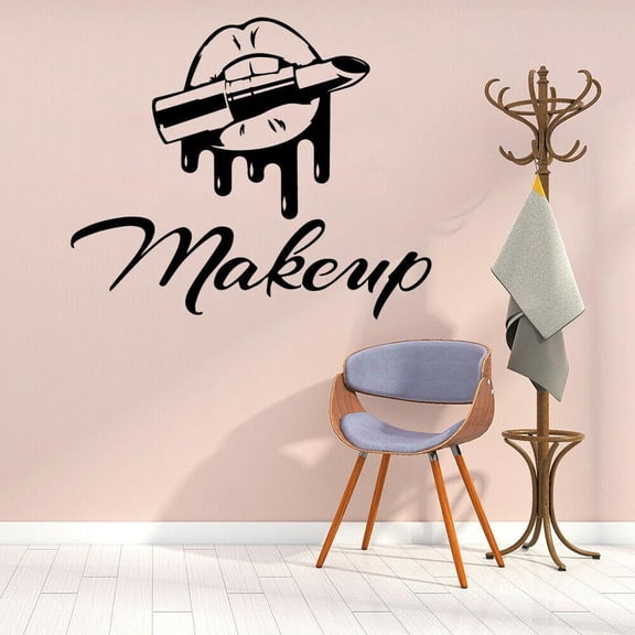 Oral Makeup Wall Decals for Girls Beauty Salon Decor Lipstick Home Wall Sticker Paper Art Vinyl Removable Posters 42x35cm