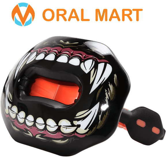 Oral Mart Football Mouth Guard 2024 Fierce Bear 3D LipFit Design with Detachable Strap