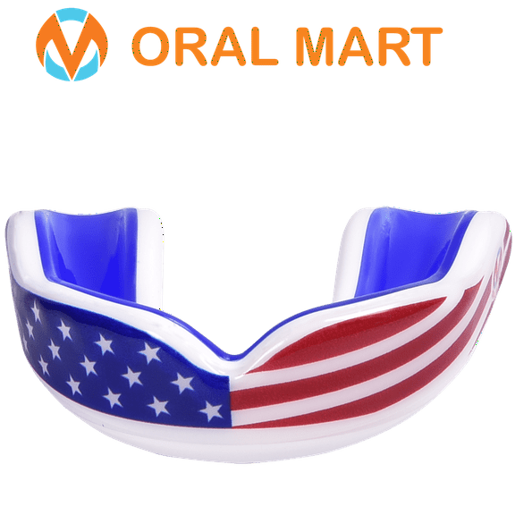 Oral Mart Youth Sports Mouth Guard for Children (USA Flag) - Football, Boxing, MMA, Flag Football, Karate - Youth Mouth Guard for Kids. Boys and Girls