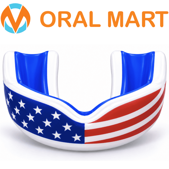 Oral Mart Youth Sports Mouth Guard for Children (USA Flag) - Football, Boxing, MMA, Flag Football, Karate - Youth Mouth Guard for Kids. Boys and Girls
