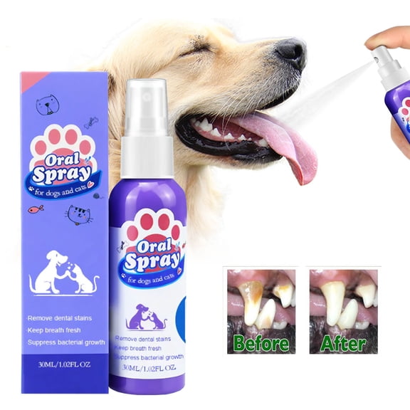 Oral Spray for Dogs - Teeth Cleaning Spray for Dogs and Cats, Pet Breath Freshener Spray Care Cleaner, Oral Spray for Pets, Dog Dental Spray Reduces Plaque & Tartar Buildup