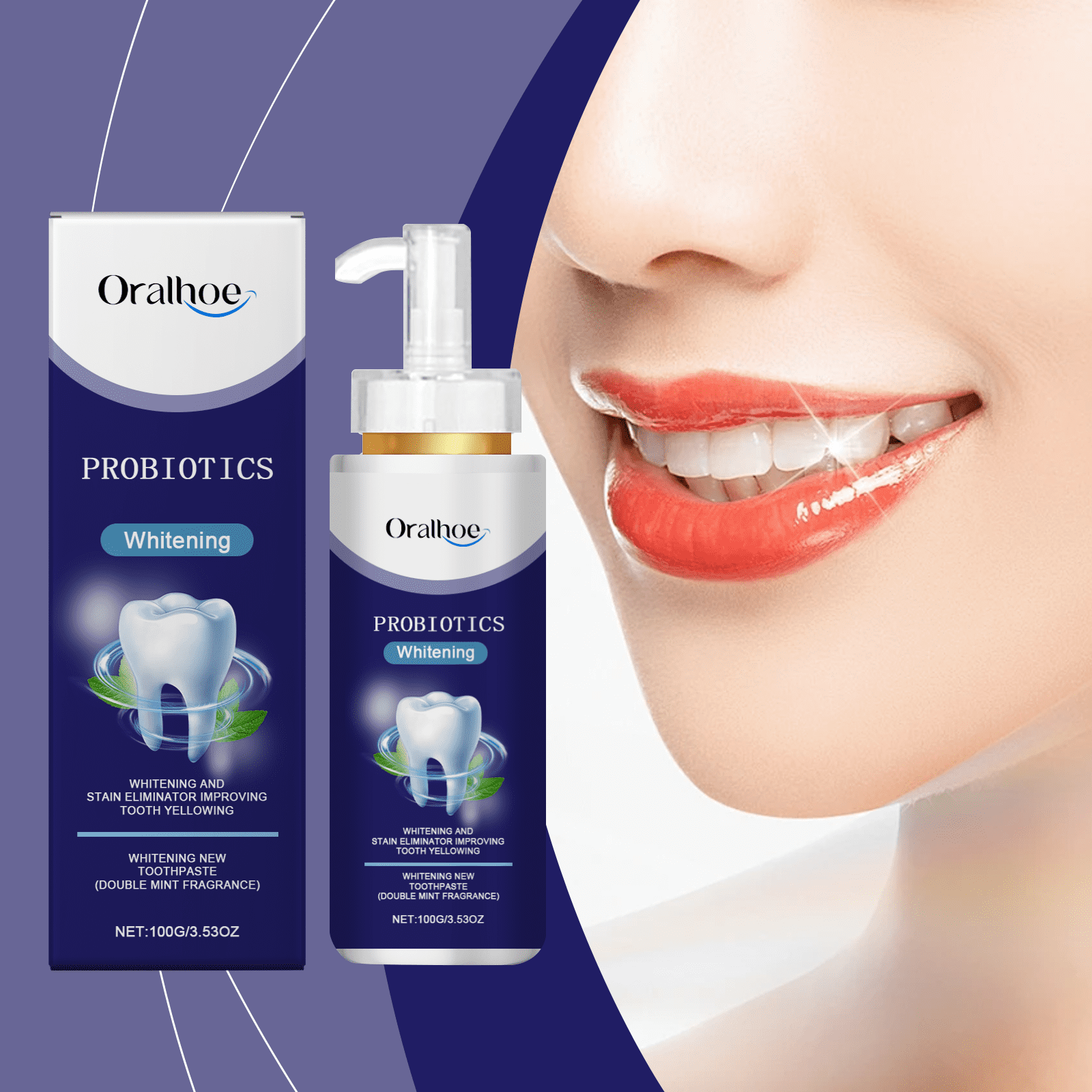 Oral care toothpaste, gently cleans yellow teeth, stains and bad breath ...