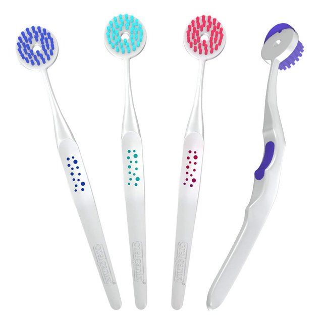 Oralganix 2in1 Tongue Cleaner 4 Pack Multicolor Tongue Brush and