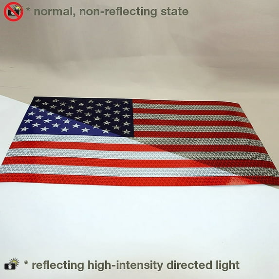 Oralite (Reflexite) American Flag Microprismatic Retroreflective Sticker Decal: 14 in x 7-3/4 in. (U.S. Flag)