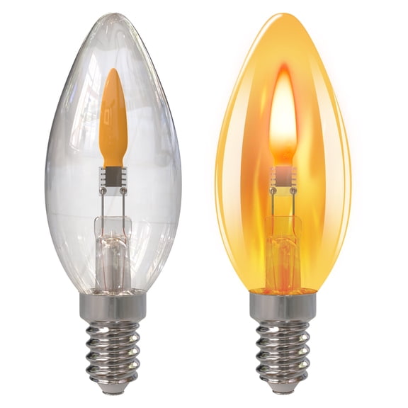 Oraluce Flickering Flame Light Bulbs, E12 Candelabra Base, 2 Pack