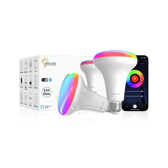 Oraluce Smart BR30 Bulb, LED Flood Light Bulbs, Works with Alexa Google Assistant 2 Pack