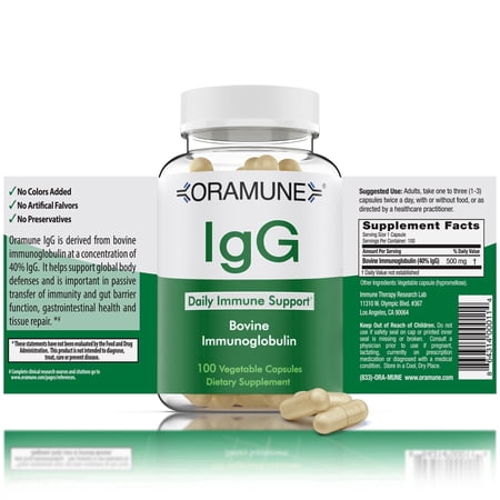Oramune IgG Daily Immune Support Supplement - Bovine Colostrum Immunoglobulin Capsules for Gut Health Digestive Wellness Enhanced Immunity Supports Overall Well-Being 500mg - 100 Capsules Unflavored