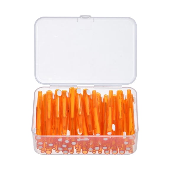 Orange 1.2-1.5mm Interdental Brushes, 60 Pcs/Box, Retractable Push-Pull Design for Cleaning Gaps, Braces, Implants & Oral Hygiene