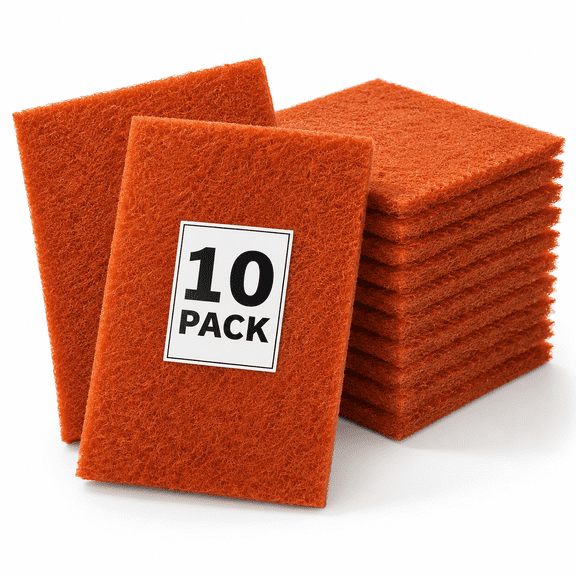 Orange 10-Pack 6" x 9" Non-Woven Aluminum Oxide Scuff Pads for Surface Prep