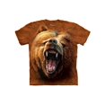thumbnail image 1 of Orange 100% Cotton Grizzly Growl Realistic Graphic T-Shirt, 1 of 4