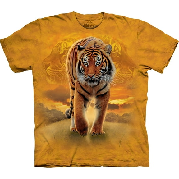Orange 100% Cotton Rising Sun Tiger Novelty T-Shirt