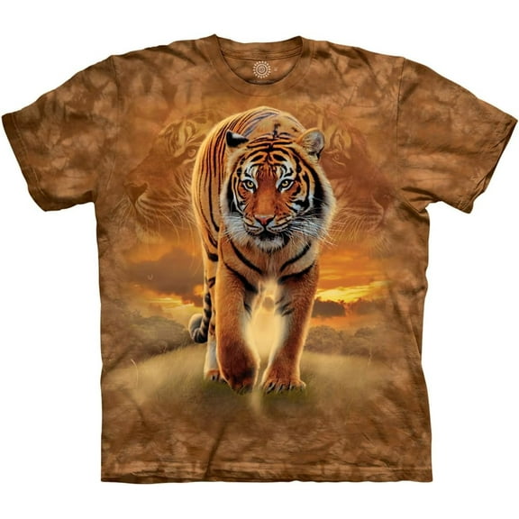 Orange 100% Cotton Rising Sun Tiger Novelty T-Shirt