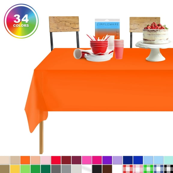 Orange 12 Pack Standard Disposable Plastic Party Tablecloth 54 Inch. x 108 Inch. Rectangle Table Cover By Zimpleware