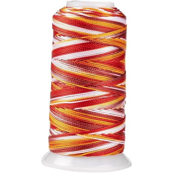 Orange 12-Strand Polyester Thread 0.8mm 300m Roll Durable Craft Cord for Sewing Embroidery Beading and Textile Arts
