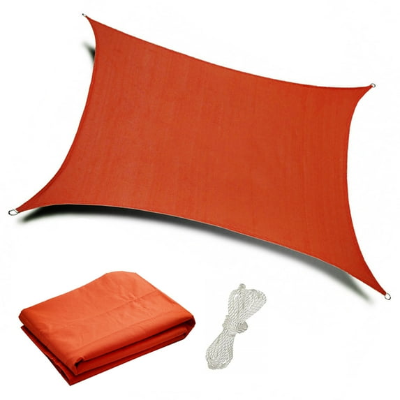 Orange 12ft x 12ft Waterproof Sun Shade Sail Canvas Sun Awning Shelter, UV Block Canopy For Garden Patio