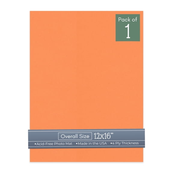 Orange 12x16 Uncut Art Mat Board - No Opening - 1 Mat